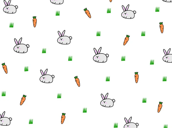 Rabbit and carrot cartoon hand drawing.