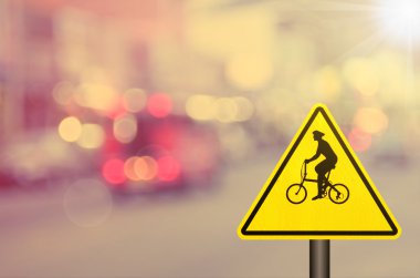 Trafik işaretleri, trafik yol bisiklet tabelada bulanıklık