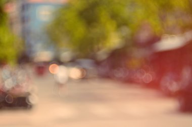 Trafik yol ile bokeh ışık arka plan bulanıklık. 