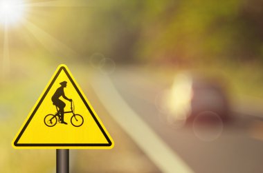 Trafik işaretleri, trafik yol bisiklet tabelada bulanıklık