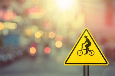 Trafik işaretleri, trafik yol bisiklet tabelada bulanıklık