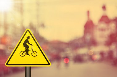 Trafik işaretleri, trafik yol bisiklet tabelada bulanıklık