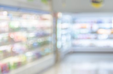 Süpermarket raf arka plan bulanıklık.