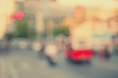 Trafik yol ile bokeh ışık arka plan bulanıklık. 