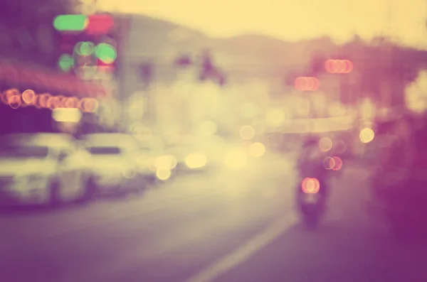 Blur estrada de tráfego com luz bokeh fundo abstrato . — Fotografia de Stock