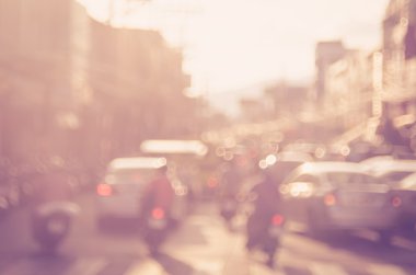 Trafik yol ile bokeh ışık arka plan bulanıklık. 