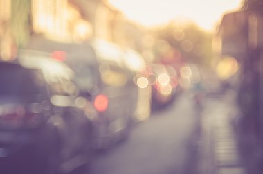 Trafik yol ile bokeh ışık arka plan bulanıklık. 