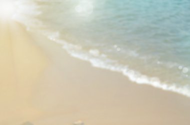 Plaj ile bokeh dalga arka plan bulanıklık.