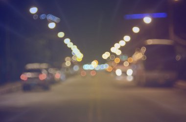 Gece yol bokeh arka plan.