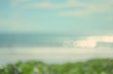 Plaj ile bokeh dalga arka plan bulanıklık.