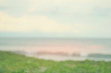 Tropikal plaj arka plan bulanıklık.