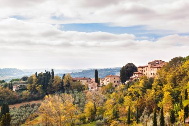 San Gimignano sonbahar, Toskana, İtalya'dan panoramik görünüm