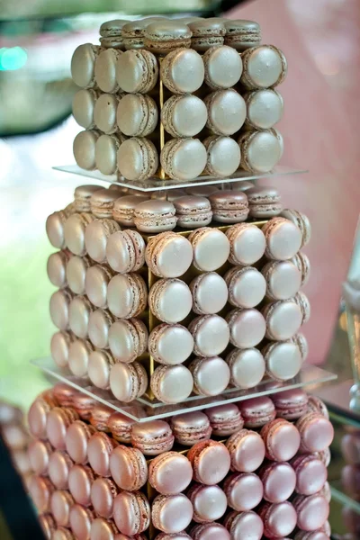 Stack of tasty silver colored macaroons — Stock Photo, Image