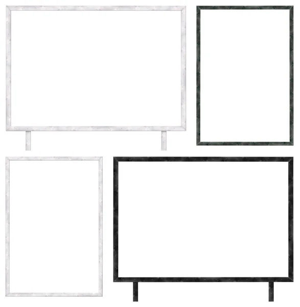 Set of blank banners with wooden frame isolated on white backgro — Stock Photo, Image