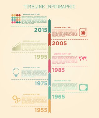 Retro zaman çizelgesi Infographic vektör tasarım şablonu