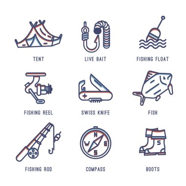 Set of icons about fishing clipart