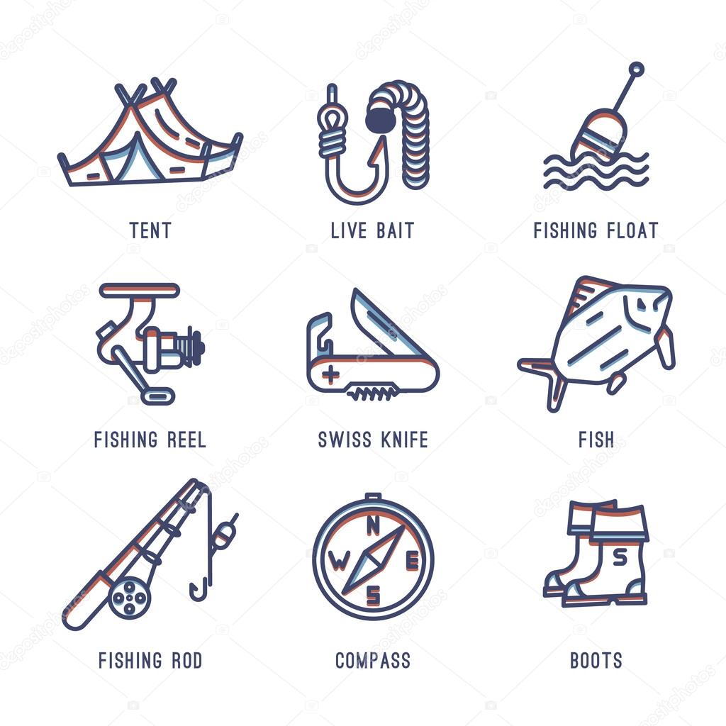 Set of icons about fishing