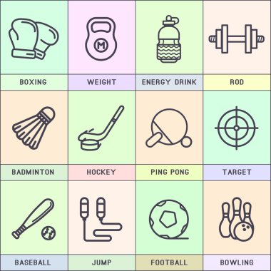 Düz tarzı çizgi simgeler kümesi.