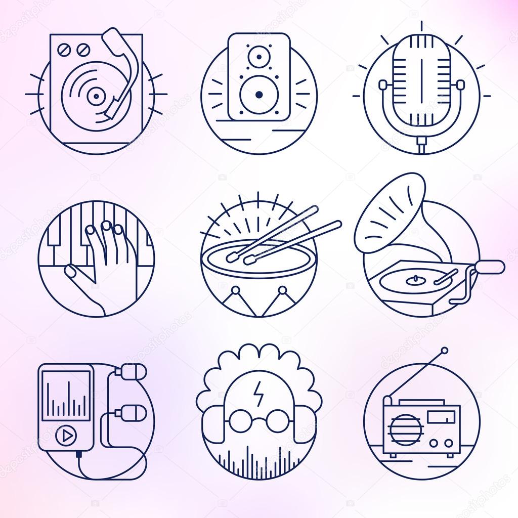 Set of vector icons in modern linear style.