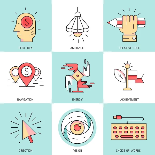 Iconos vectoriales en estilo lineal moderno . — Vector de stock