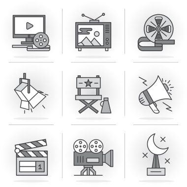 Yaratıcı düz çizgi ikon seti