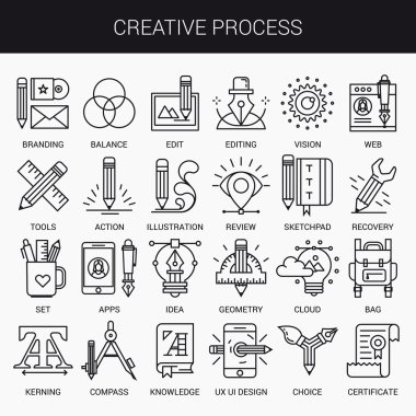 Yaratıcı düz çizgi ikon seti