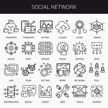 Yaratıcı düz çizgi ikon seti