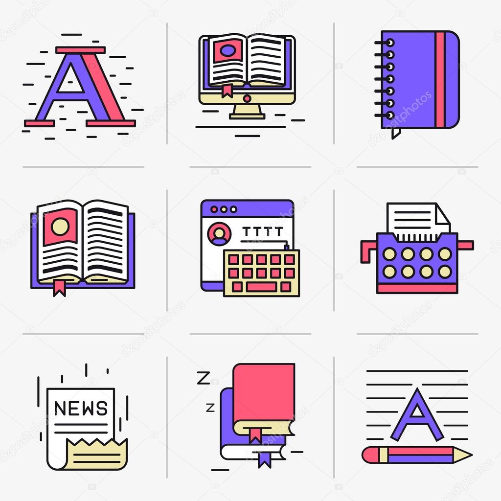Set of vector icons into flat style. Isolated Objects in a Modern Style for Your Design