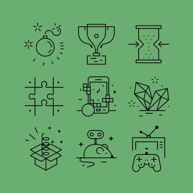 Set of line vectors icons in the flat style. clipart