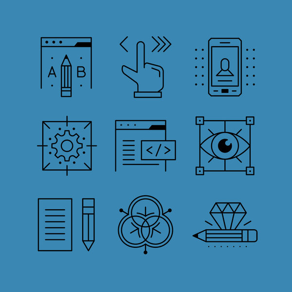 Набор векторов линий иконки в плоском стиле
.