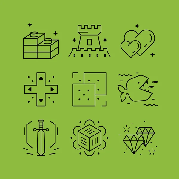 Conjunto de iconos de vectores de línea en el estilo plano . — Vector de stock