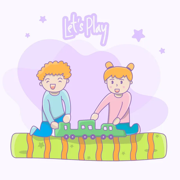 Let Play Illustration Children Playing Together — стоковый вектор