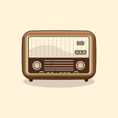 Radyo Retro Vintagae Düz Tasarım, Eski Radyo Vektör Vintage, Retro Vibes