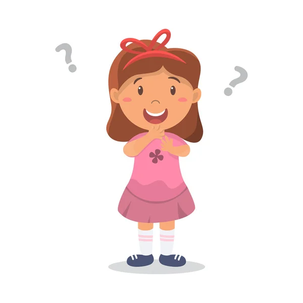 Cute Girl Confused Premium Vector Little Girl Confused Face — Stock Vector