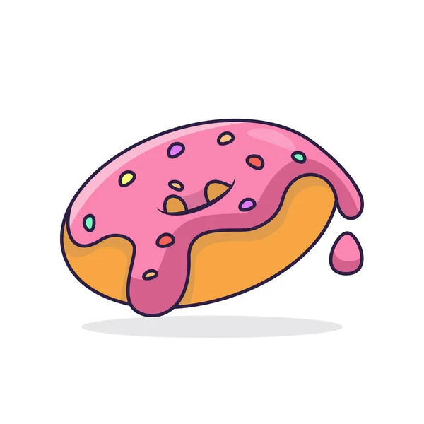 Donut Pink Icing Vector Illustration — Stock Vector