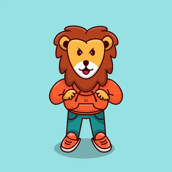 Cute Lion Mascot Cute Lion Cartoon Lion Cute Angry Cartoon — Stock Vector
