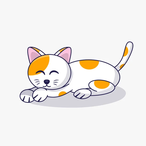 Cute Cat Sleeping Cartoon Vector Icon Illustration Animal Nature Icon — Stock Vector