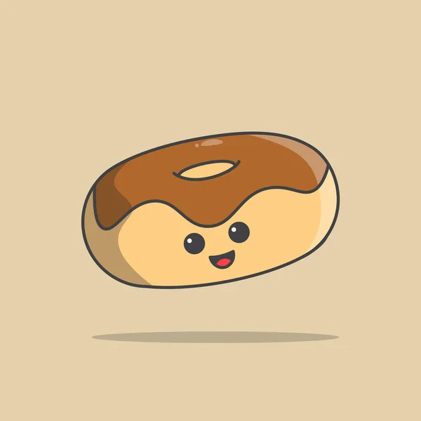 Donut Kawaii Ilustración Lindo Kawaii Ilustración Diseño Icono Comida Carácter — Vector de stock