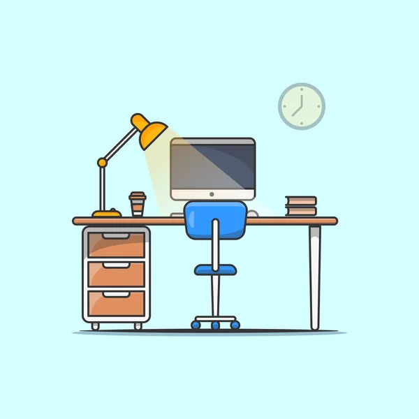 Espaço Trabalho Minimalis Para Freelancer Home Office Trabalho Casa Mesa — Vetor de Stock