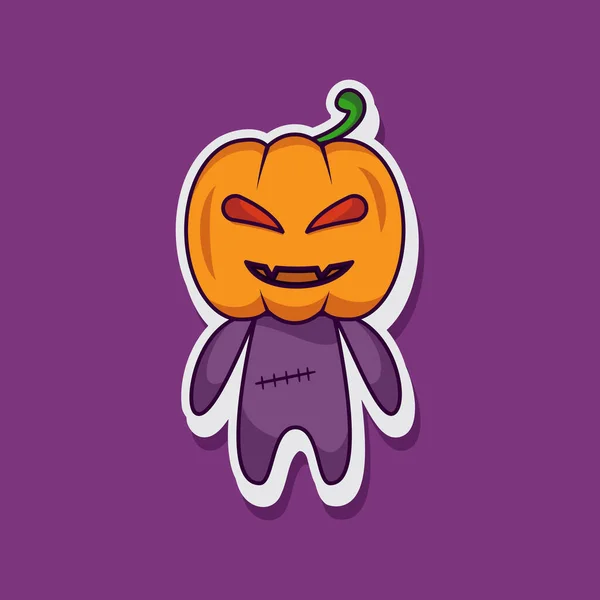 Cute Pumpkin Cartoon Charcter Hellowen Vector Illustration — Stock Vector