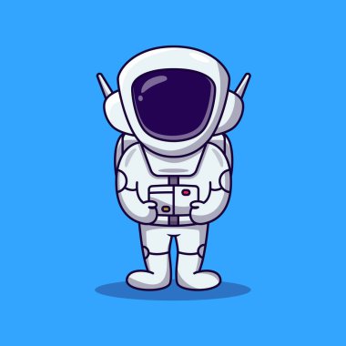 Çizgi film çizimi yapan sevimli astronot. Uzay adamı çizgi film vektörü