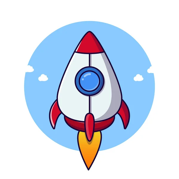 Rocket Launch Cartoon Flying Illustration Vector — Stock Vector