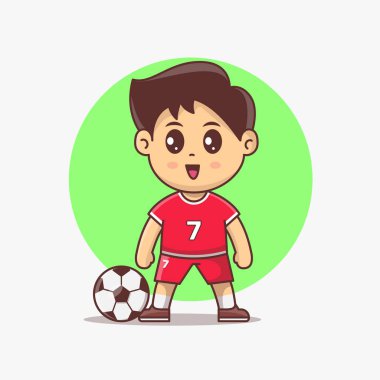Şirin futbolcu Kawaii vektör illüstrasyonu