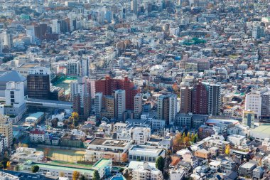Kalabalık Tokyo ikamet alan havadan görünümü, Japonya