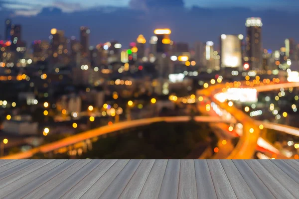 Offuscata bokeh città centro luci sfondo di notte — Foto Stock