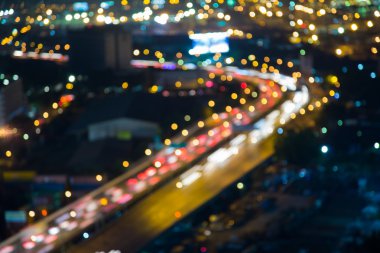 Bulanık bokeh Otoban yol kavisli gece görünümü