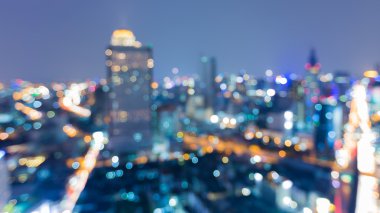 Gece görünümü ışık bokeh, şehir şehir merkezinde bulanık