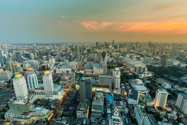 City skyline aerial view at sunset — Stock Photo, Image