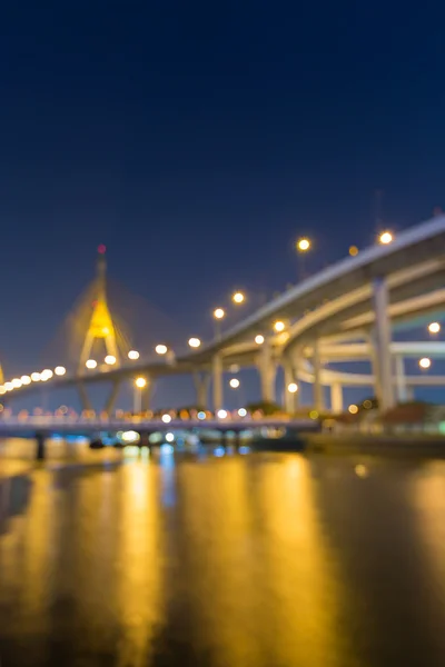 Abstract blurred lights reflection of highway curved — Stock Photo, Image