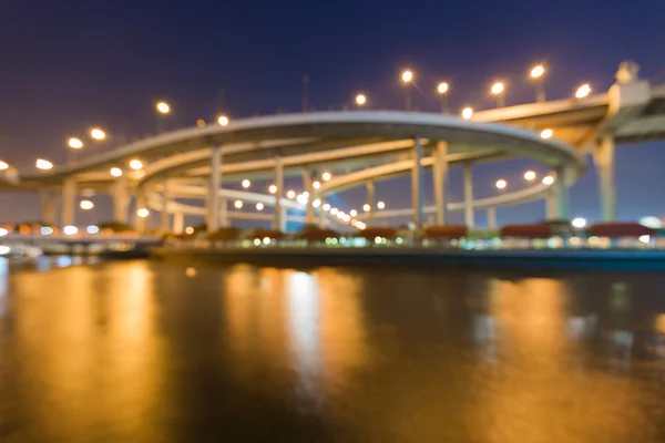 Twilight, abstract blurred bokeh lights highway — Stock Photo, Image